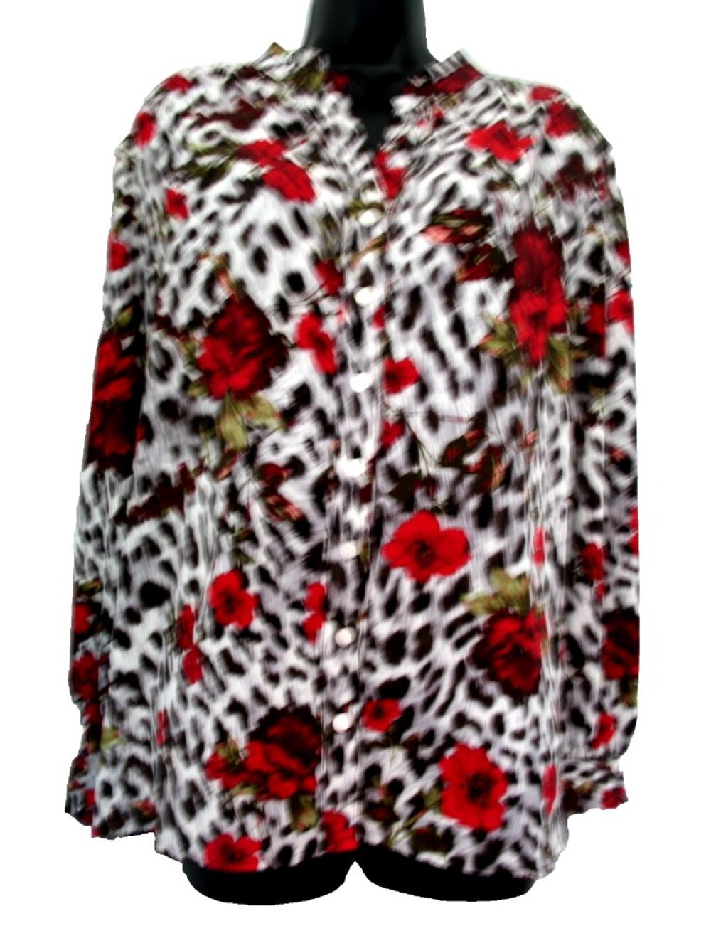 ALLISON DALEY WOMENS SIZE XLarge, Floral, Red/Black Blouse CASUAL/CAREER
